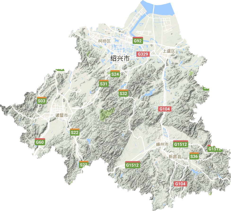 紹興市地形圖
