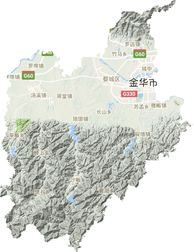 婺城區地形圖