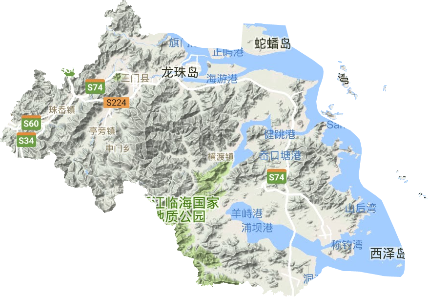 三門縣地形圖