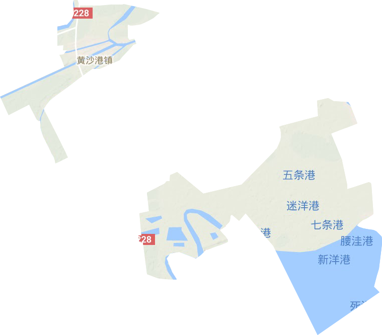 黃沙港鎮地形圖