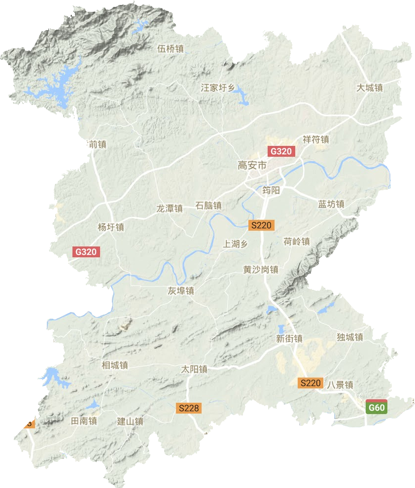 高安市地形圖