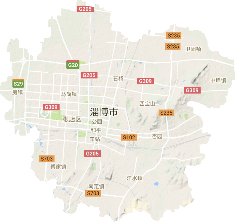 張店區(qū)地形圖