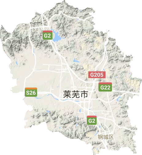 萊蕪市地形圖
