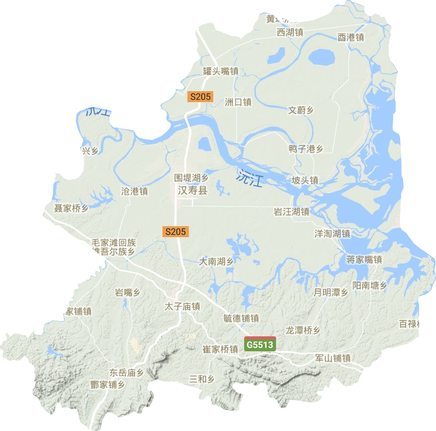 漢壽縣地形圖