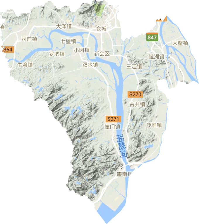 新會區地形圖