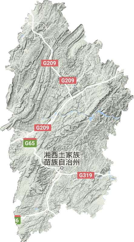 湘西土家族苗族自治州地形圖