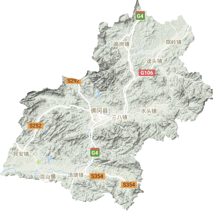 佛岡縣地形圖