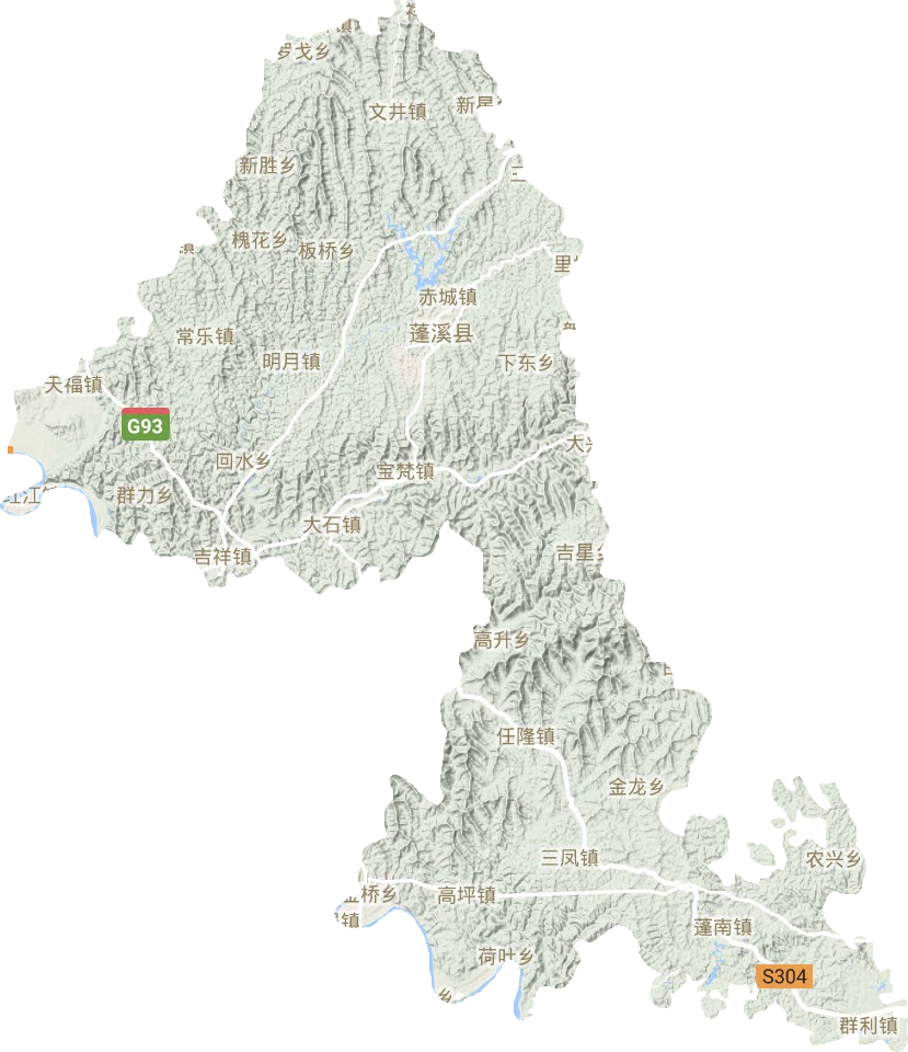 蓬溪縣地形圖