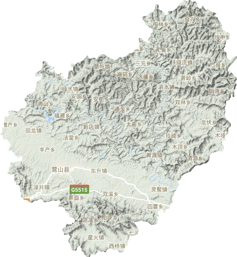 營山縣地形圖