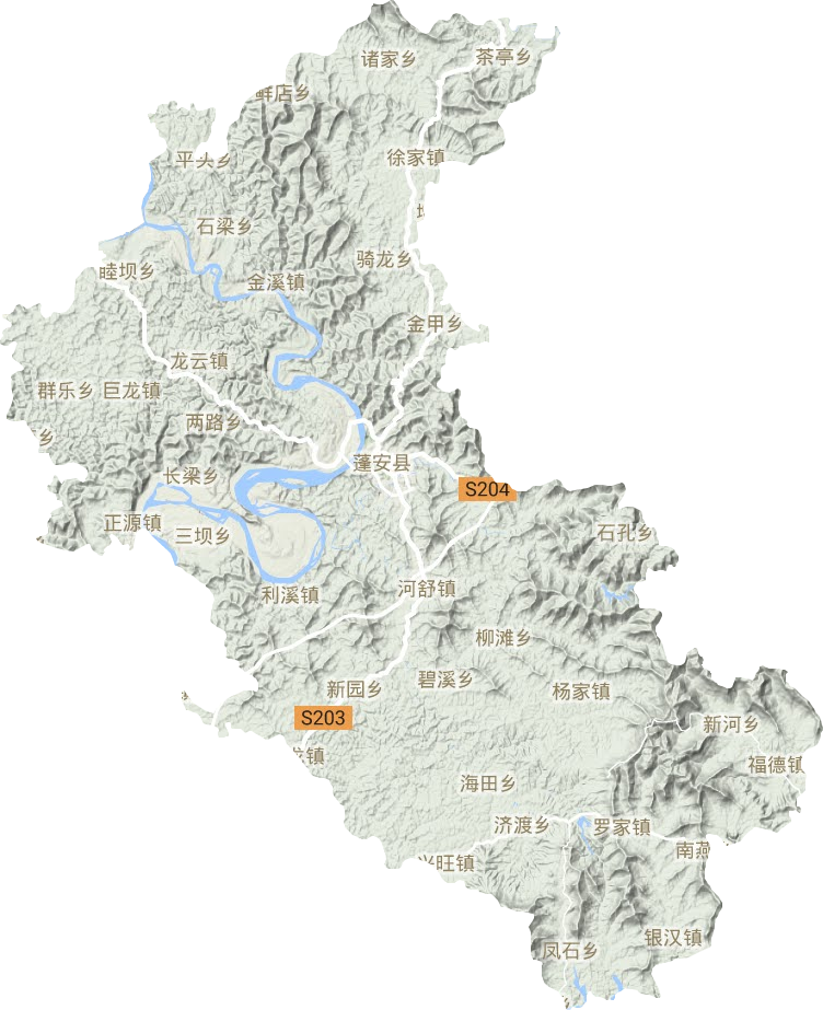 蓬安縣地形圖