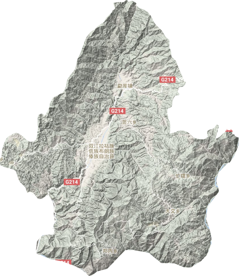 雙江拉祜族佤族布朗族傣族自治縣地形圖
