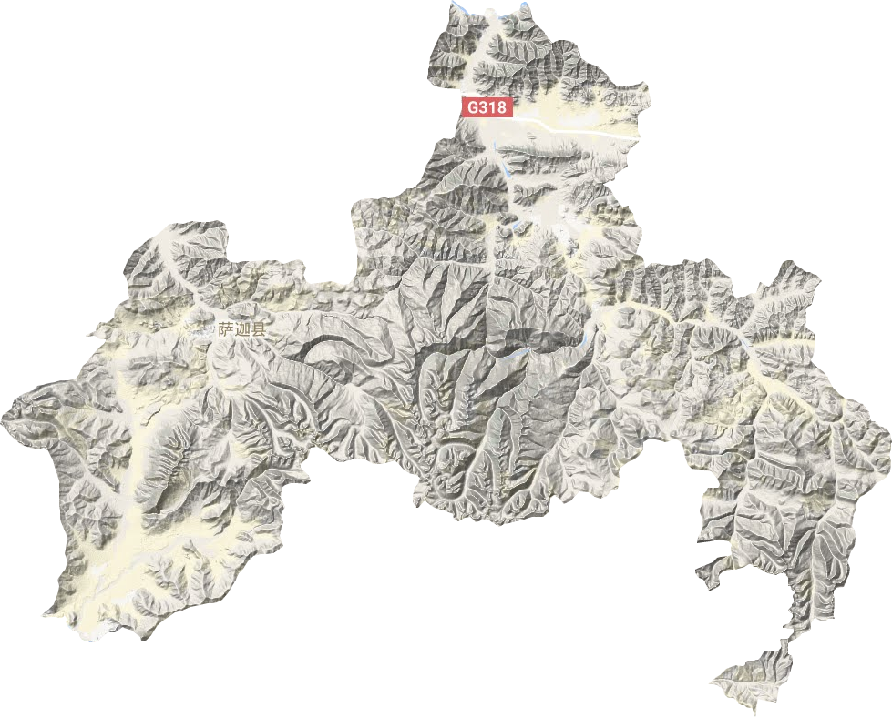薩迦縣地形圖