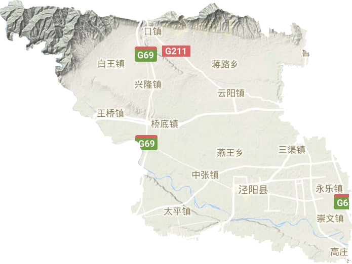 涇陽縣地形圖