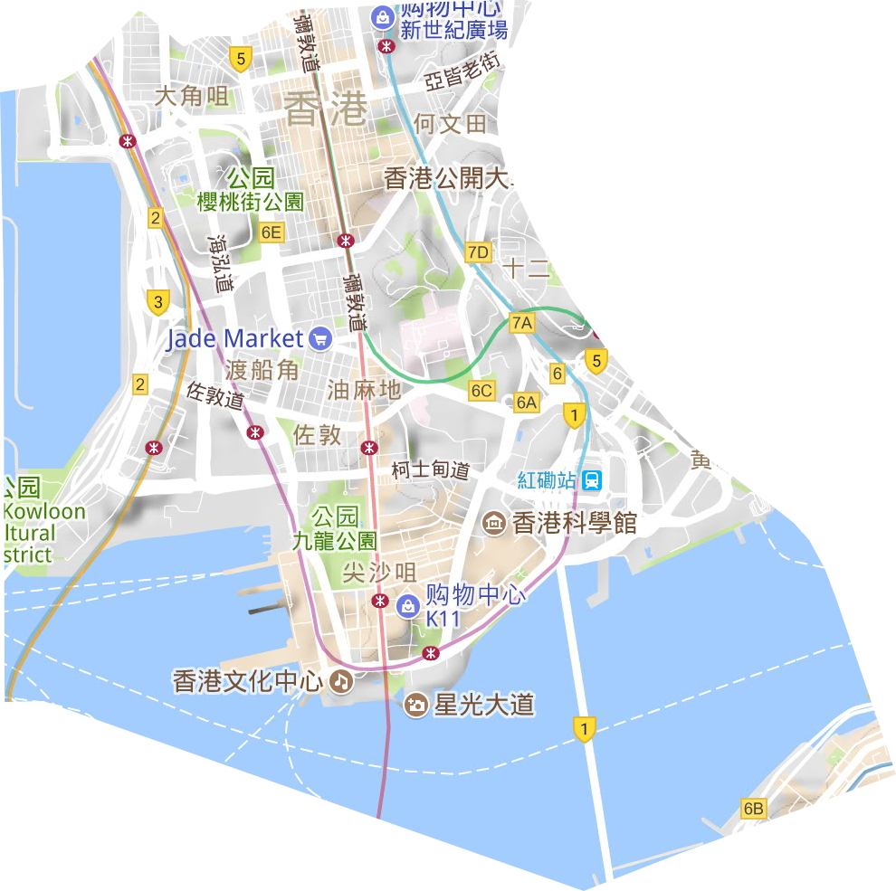 油尖旺區地形圖