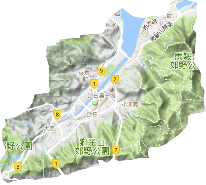 沙田區地形圖