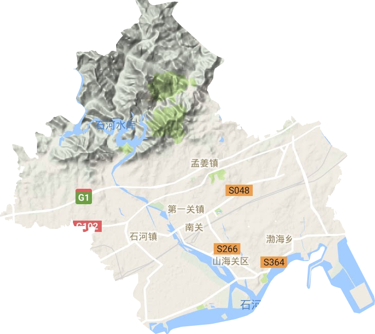 山海關區地形圖
