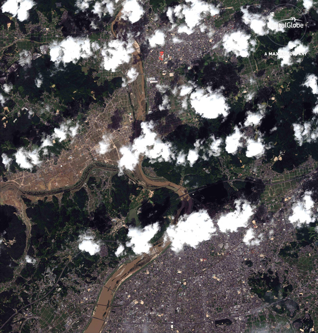 DigitalGlobe發布日本洪災地區高分辨率衛星圖像，以助力災害救援工作